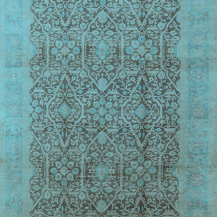 Machine Washable Oriental Light Blue Traditional Rug, wshurb2997lblu