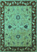 Machine Washable Oriental Turquoise Traditional Area Rugs, wshurb2998turq