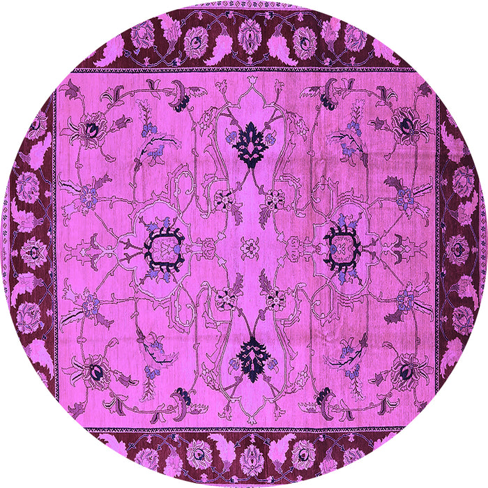 Round Oriental Purple Traditional Rug, urb2998pur