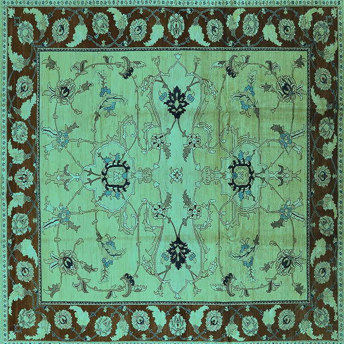 Square Oriental Turquoise Traditional Rug, urb2998turq