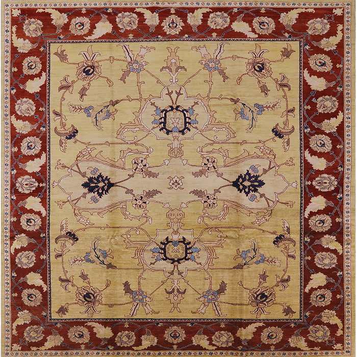 Square Mid-Century Modern Brown Sand Brown Oriental Rug, urb2998