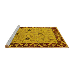 Sideview of Machine Washable Oriental Yellow Traditional Rug, wshurb2998yw