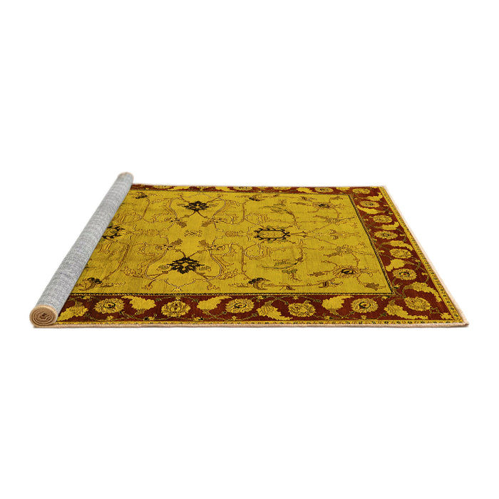 Sideview of Machine Washable Oriental Yellow Traditional Rug, wshurb2998yw
