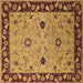 Square Machine Washable Oriental Brown Traditional Rug, wshurb2998brn