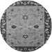 Round Machine Washable Oriental Gray Traditional Rug, wshurb2998gry