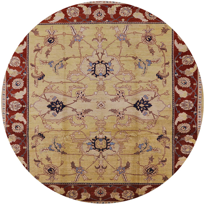 Round Mid-Century Modern Brown Sand Brown Oriental Rug, urb2998