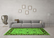 Machine Washable Oriental Green Traditional Area Rugs in a Living Room,, wshurb2998grn