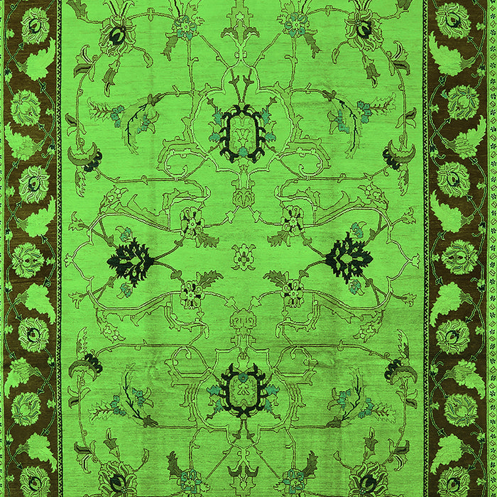 Machine Washable Oriental Green Traditional Area Rugs, wshurb2998grn