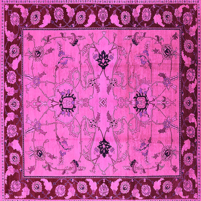 Square Machine Washable Oriental Pink Traditional Rug, wshurb2998pnk