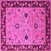 Square Machine Washable Oriental Pink Traditional Rug, wshurb2998pnk