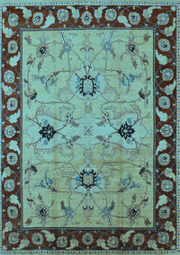 Oriental Light Blue Traditional Rug, urb2998lblu