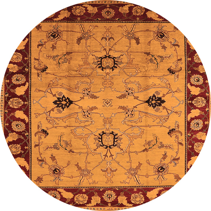 Round Oriental Orange Traditional Rug, urb2998org