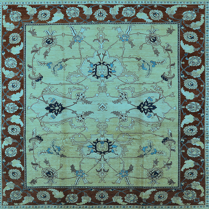 Square Machine Washable Oriental Light Blue Traditional Rug, wshurb2998lblu