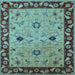 Square Machine Washable Oriental Light Blue Traditional Rug, wshurb2998lblu