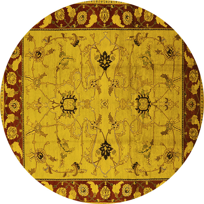 Round Oriental Yellow Traditional Rug, urb2998yw