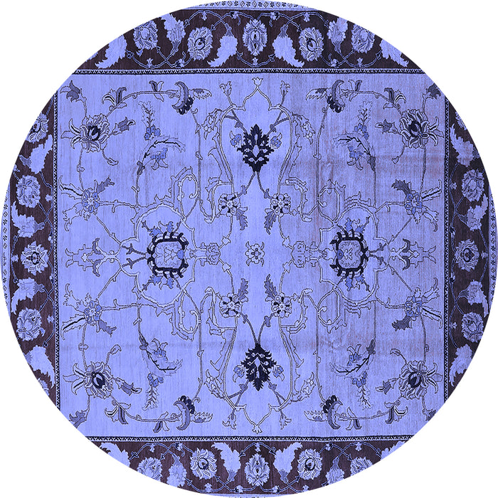Round Oriental Blue Traditional Rug, urb2998blu