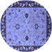Round Oriental Blue Traditional Rug, urb2998blu