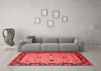 Machine Washable Oriental Red Traditional Rug, wshurb2998red