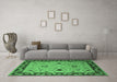 Machine Washable Oriental Emerald Green Traditional Area Rugs in a Living Room,, wshurb2998emgrn