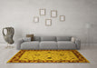 Machine Washable Oriental Yellow Traditional Rug in a Living Room, wshurb2998yw