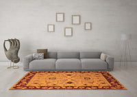 Machine Washable Oriental Orange Traditional Rug, wshurb2998org