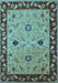 Machine Washable Oriental Light Blue Traditional Rug, wshurb2998lblu