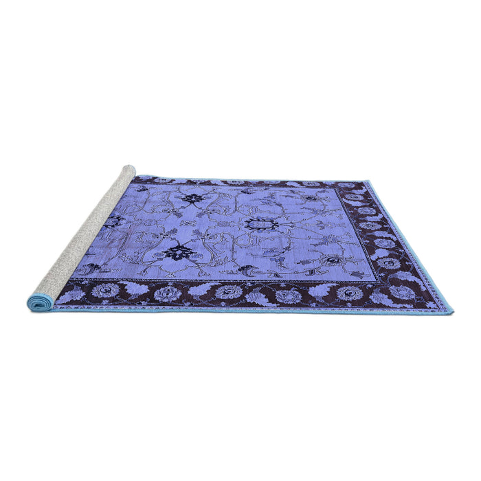 Sideview of Machine Washable Oriental Blue Traditional Rug, wshurb2998blu