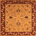 Square Machine Washable Oriental Orange Traditional Area Rugs, wshurb2998org