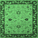 Square Machine Washable Oriental Emerald Green Traditional Area Rugs, wshurb2998emgrn