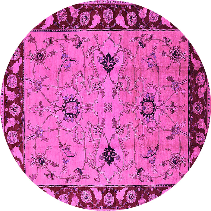 Round Oriental Pink Traditional Rug, urb2998pnk