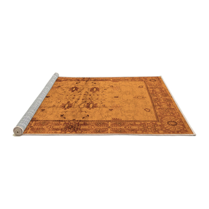Sideview of Machine Washable Oriental Orange Traditional Area Rugs, wshurb2999org