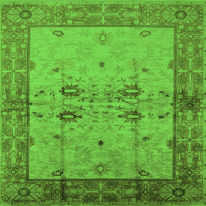 Square Oriental Green Traditional Rug, urb2999grn