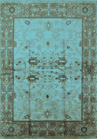 Oriental Light Blue Traditional Rug, urb2999lblu