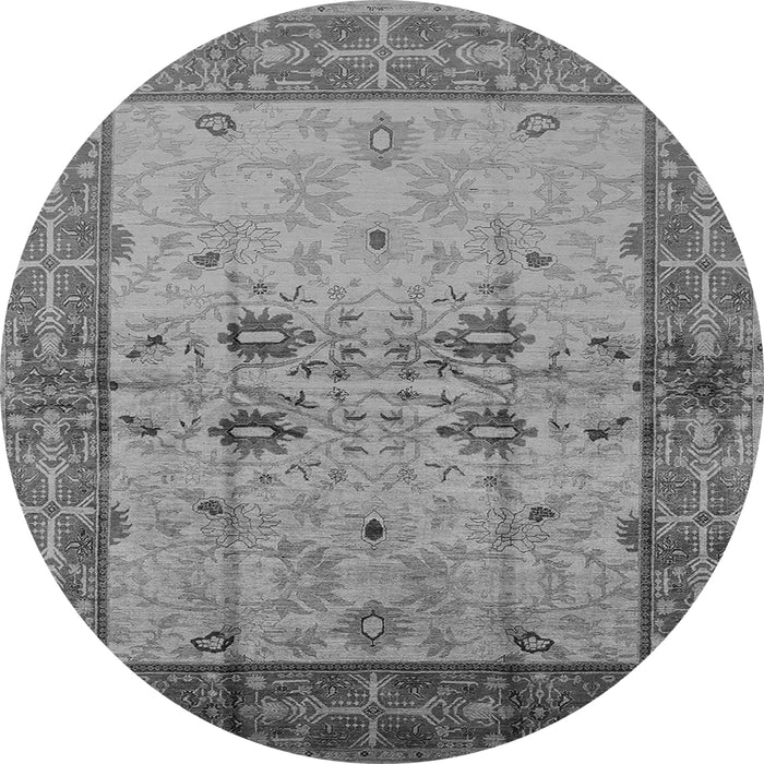 Round Oriental Gray Traditional Rug, urb2999gry