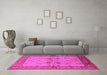 Machine Washable Oriental Pink Traditional Rug in a Living Room, wshurb2999pnk