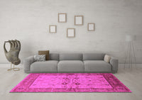 Machine Washable Oriental Pink Traditional Rug, wshurb2999pnk