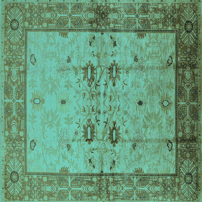 Square Machine Washable Oriental Turquoise Traditional Area Rugs, wshurb2999turq