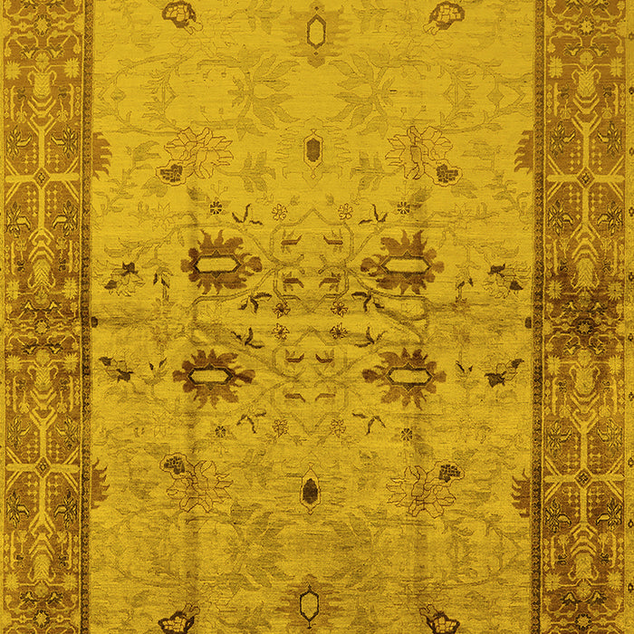 Machine Washable Oriental Yellow Traditional Rug, wshurb2999yw