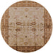 Round Machine Washable Industrial Modern Light Copper Gold Rug, wshurb2999