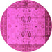 Round Oriental Pink Traditional Rug, urb2999pnk