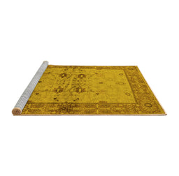 Sideview of Machine Washable Oriental Yellow Traditional Rug, wshurb2999yw