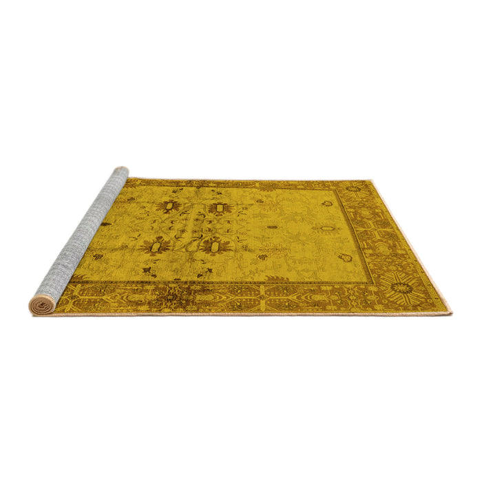 Sideview of Machine Washable Oriental Yellow Traditional Rug, wshurb2999yw