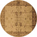 Round Oriental Brown Traditional Rug, urb2999brn