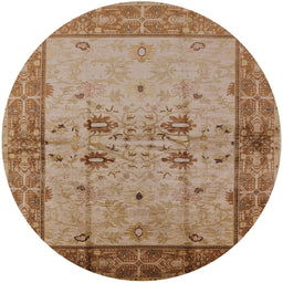 Round Mid-Century Modern Light Copper Gold Oriental Rug, urb2999