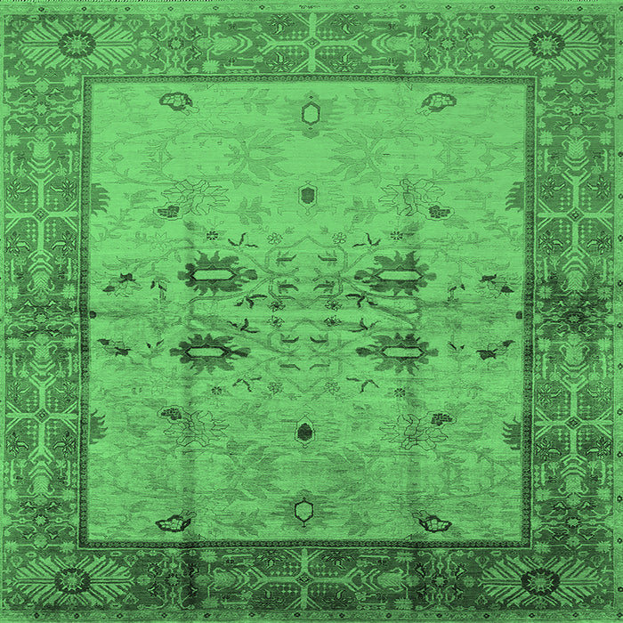 Square Oriental Emerald Green Traditional Rug, urb2999emgrn