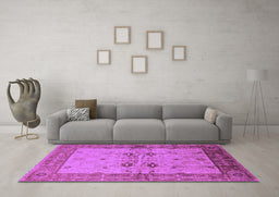 Machine Washable Oriental Purple Traditional Area Rugs in a Living Room, wshurb2999pur