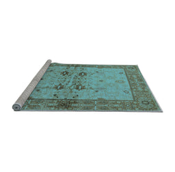 Sideview of Machine Washable Oriental Light Blue Traditional Rug, wshurb2999lblu