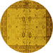 Round Oriental Yellow Traditional Rug, urb2999yw