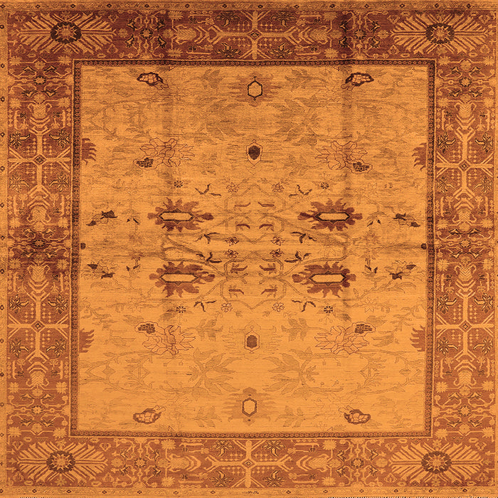 Square Oriental Orange Traditional Rug, urb2999org