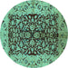 Round Oriental Turquoise Traditional Rug, urb3000turq